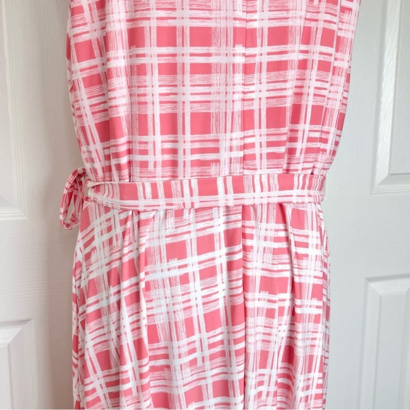🛑SOLD🛑Tommy Hilfiger Sleeveless Fit & Flare Wrap Peach White Dress Size 18 - Picture 13 of 14